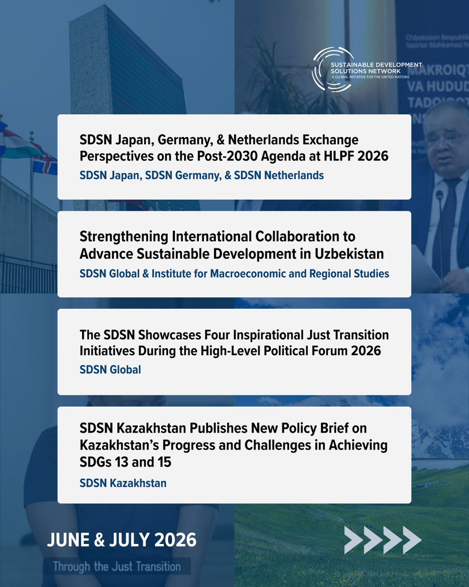 UNSDSN's tweet photo. The @UNSDSN #Network of over 2,100 leading universities and research institutes worked throughout June and July to forge innovative climate solutions and advance global sustainable development efforts under the framework of the #SDGs 👇
#Networks #GlobalGoals #SDGs https://t.co/EAf3wPEh2q