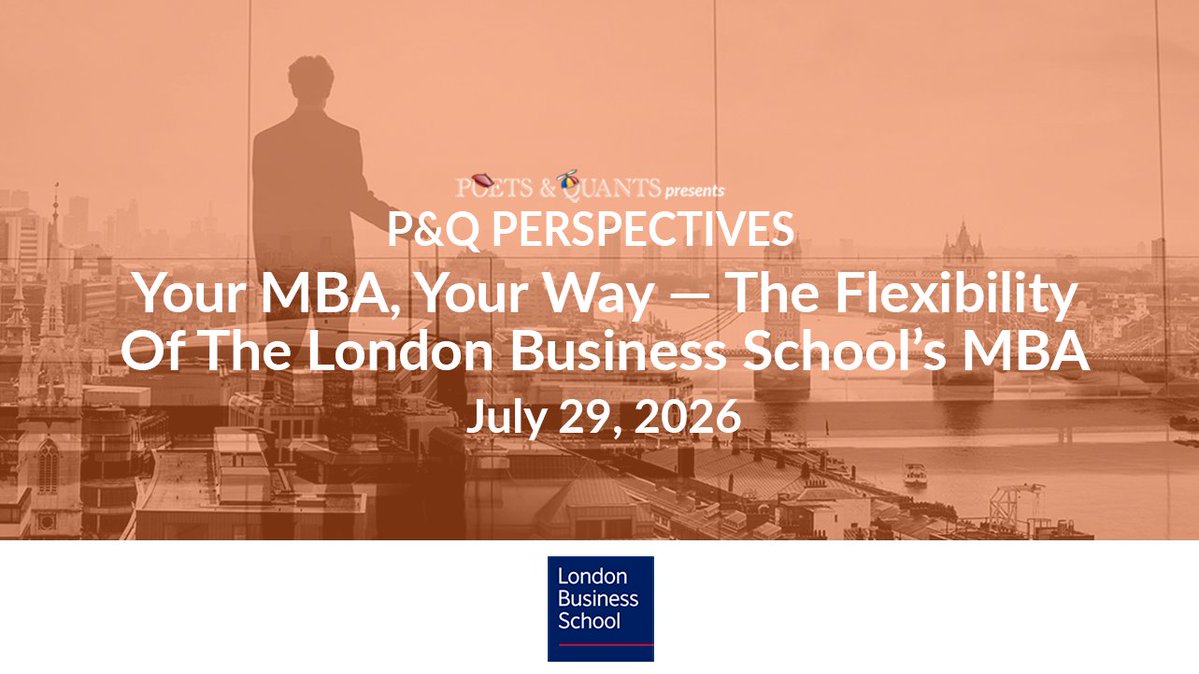 PoetsAndQuants's tweet photo. There's still time to register!

Join London Business School tomorrow to hear from admissions, a current student, and alumni about building an MBA experience that fits your career goals.

12:00–1:00 PM ET

Save your seat: https://t.co/I1fBCtZ62b

@LBS 

#lbs #mba #bschool https://t.co/exsLFQvKyN