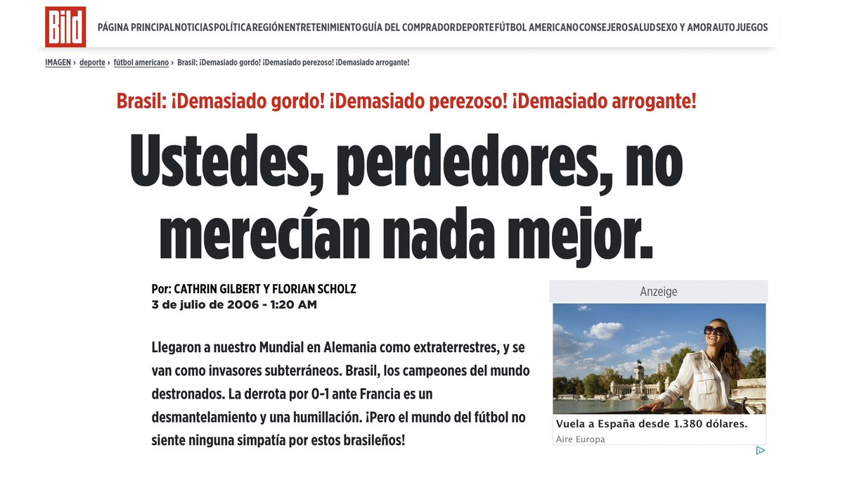 HopelessHairr's tweet photo. Vamos a desarmar esta idea muy fácilmente. A Brasil no lo odian HOY porque no gana ni es una amenaza.

Revisemos lo que decía la prensa internacional cuando Brasil estaba en lo más alto. https://t.co/03O7vlvI3B