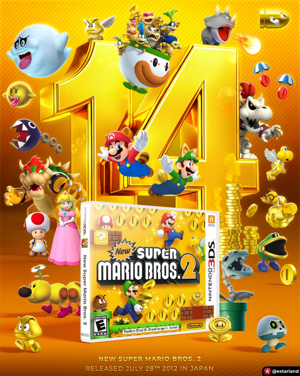 eStarland's tweet photo. Today is the 14th Anniversary of New Super Mario Bros. 2! 🌟 https://t.co/T12VTEJha0