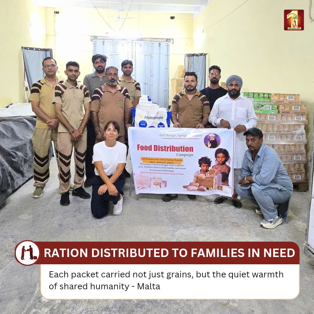 DSSNewsUpdates's tweet photo. A meal shared is hope restored.

Inspired by the pious teachings of Saint Dr. Gurmeet Ram Rahim Singh Ji Insan, compassionate volunteers of Malta Sadh Sangat distributed food ration kits to 20 needy families in Marsa City, Malta, ensuring that no family was left to face hunger alone.

This selfless initiative reflects the true spirit of humanity—sharing food, spreading kindness, and standing beside those in need. Every food kit delivered carried not just essential supplies, but also a message of love, dignity, and hope.

📍 Marsa City, Malta
🍽️ 20 Needy Families Supported

#FoodBank #RationDistribution #FeedTheNeedy #HumanityFirst #DeraSachaSauda #SaintDrMSG