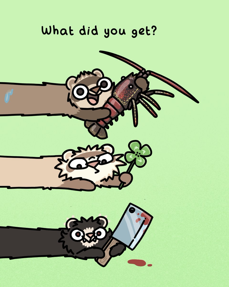siberianlizard's tweet photo. Time for your lucky draw🤞 What's your lucky charm? Are you taking it to work?
...you better...  #ferrets #cartoon #cute #meme #art https://t.co/737voVzIBN