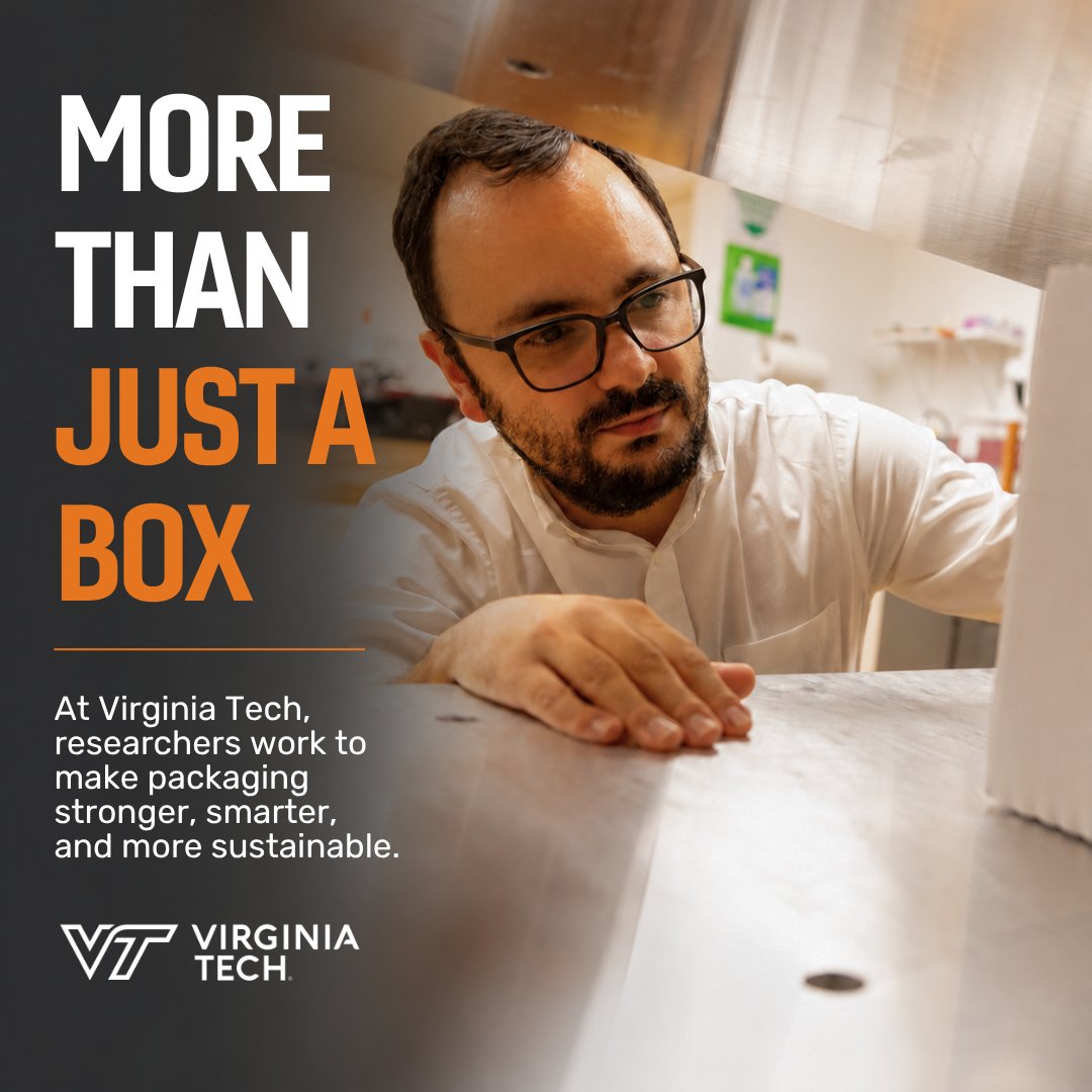 virginia_tech's tweet photo. One of the most important innovations might be something you throw away without a second thought. Packaging. 📦

Researchers are developing sustainable materials, smart medical packaging, &amp; advanced shipping systems that change how products move.

  🔗: https://t.co/t9M8in5vhK https://t.co/T1zfj0At1p