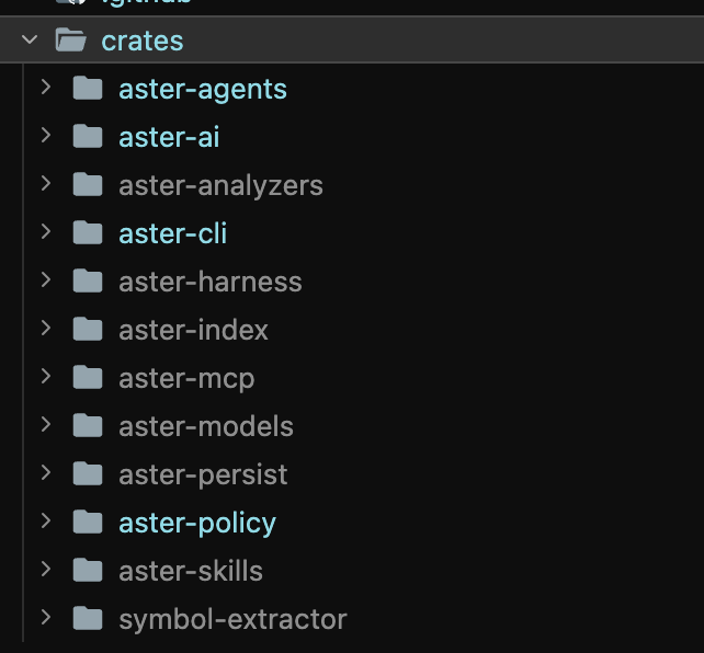 chiziaruhoma's tweet photo. @try_aster Started out as a CodeReview agent but now its already a harness for agents working in a codebase.

It gives agents everything they need to work effectively: the model you choose, the right context, local retrieval, durable memory, skills, agent definitions, and controlled access to tools.

Aster is model-agnostic, supporting any OpenAI-compatible provider, and self-hostable without requiring a vector database or hosted control plane.