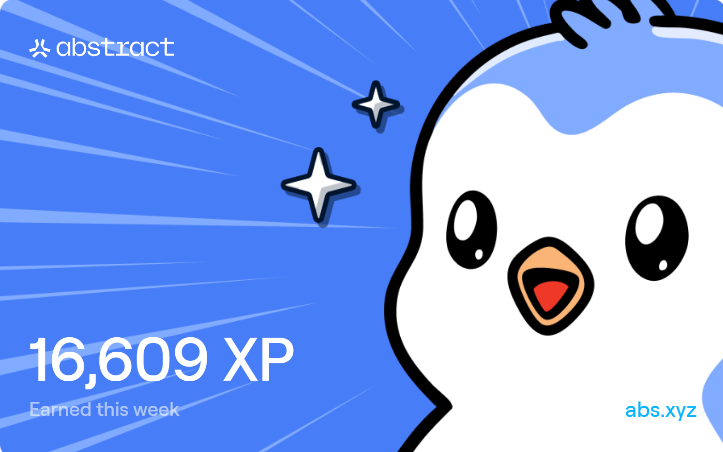 Shard_Scout's tweet photo. I just earned 16,609 XP on @AbstractChain! 🎉 https://t.co/s5XYSM619y