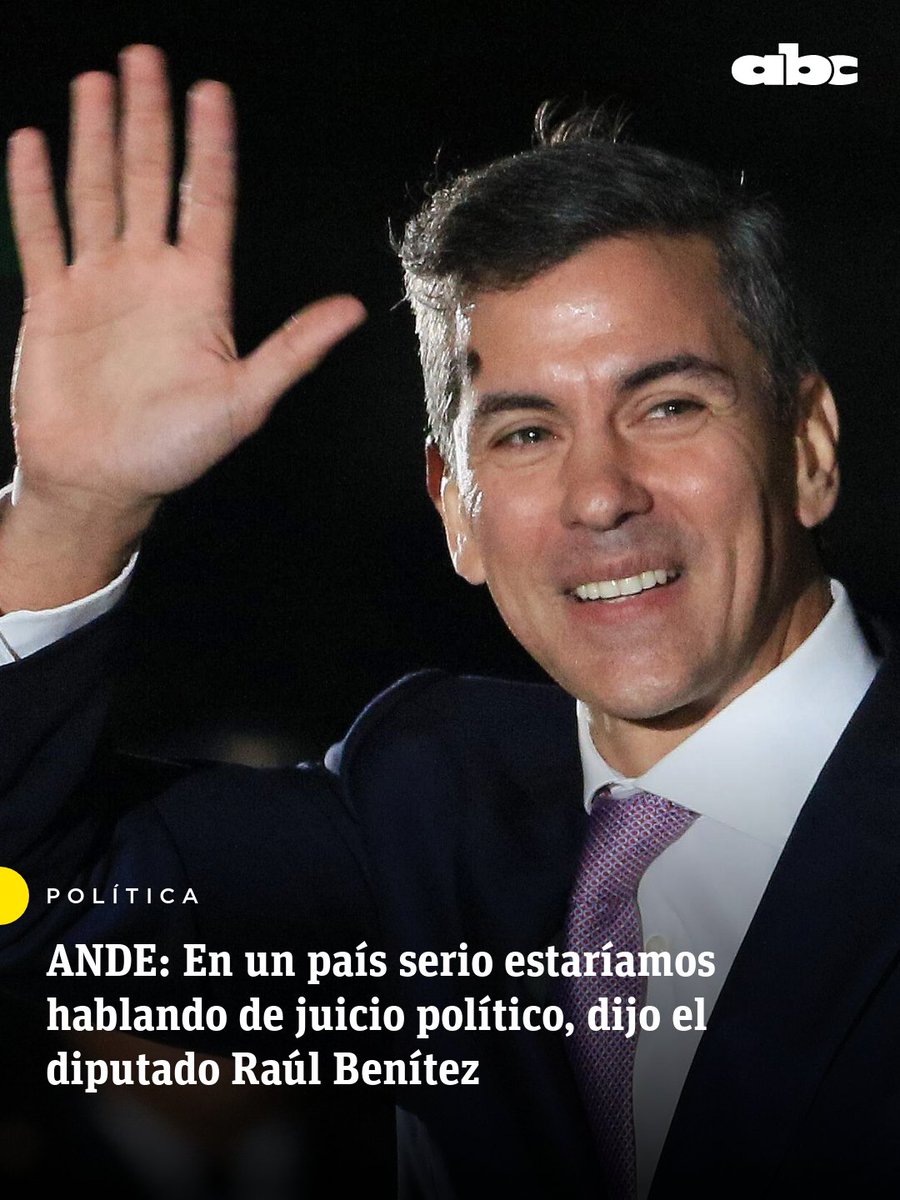 ABCDigital's tweet photo. 🔴Raúl Benítez: “En un país serio estaríamos hablando de juicio político”.

📌 El diputado cuestionó al presidente Santiago Peña por la situación de la ANDE y afirmó que el mandatario firmó el “certificado de defunción” de la estatal eléctrica.

https://t.co/YsHhjwwWdk https://t.co/oJ2yz72trm