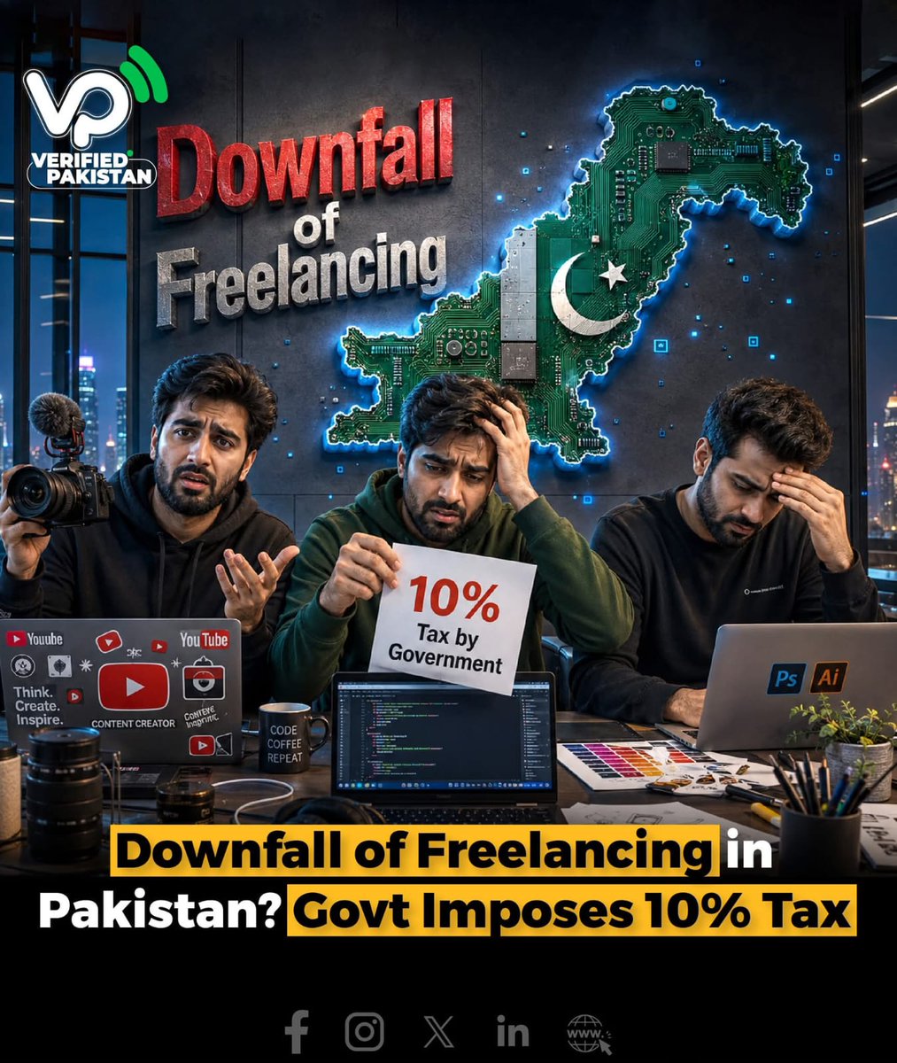 ahmed98795's tweet photo. Pakistani government ki taraf se freelancers par 10% tax lagaye jane se mulk mein freelancing industry ke zawaal ke khauf paida ho gaye hain.
#Freelancing #Tax #PakistanGovernment #Downfall #Freelancer https://t.co/Xtk4rDZ7es