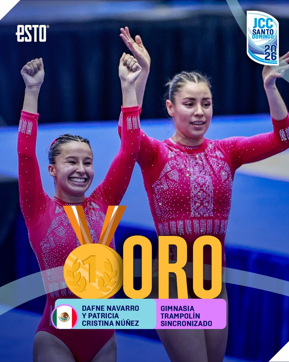estoenlinea's tweet photo. ¡Las medallas de oro no paran! 😍

Dafne Navarro y Patricia Cristina Núñez se subieron a lo más alto del podio, luego de hacer una rutina espectacular en el trampolín. 👏❤️🇲🇽

Después de sumar 46.35, las mexicanas se colgaron la presea dorada.

📸: @LuisGardunoJr https://t.co/5yPrs0YQTM