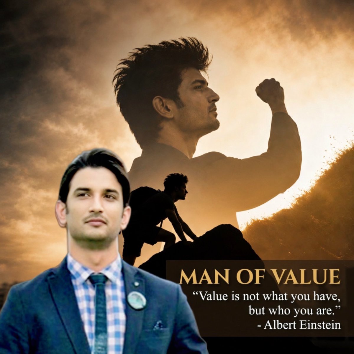 ATUL7735's tweet photo. There is a classic line about love that fits him perfectly, Where there is great love, there are always miracles." Sushant’s ability to ignite hope and curiosity in millions of hearts was nothing short of a miracle. He changed how so many of us view our own potential. He makes us realize every day what it truly means to be Sushant Man Of Value ♥️