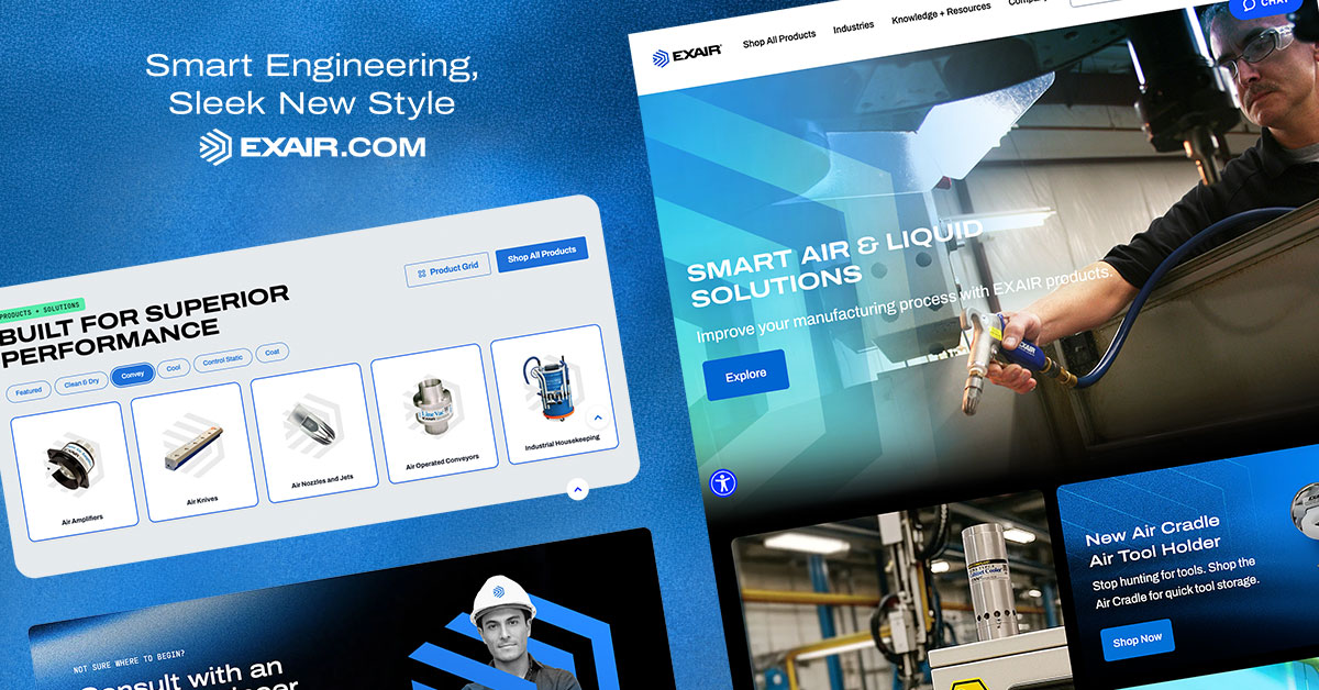 EXAIR_JS's tweet photo. The new @EXAIR website is here!
We've redesigned the experience to help you find products faster and check out with fewer clicks. Explore industry-specific resources, technical content, and engineered solutions all in one place. Check it out at: https://t.co/fchcyb0GhE https://t.co/YBilB2xLcI