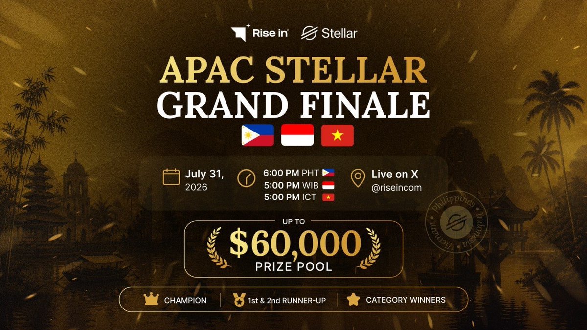 Indo_Stellar's tweet photo. Months of building. Endless iterations. Countless late nights.

From hundreds of participants across the Philippines, Indonesia, and Vietnam, the Top 10 finalists from each country have earned their place in the APAC Stellar Hackathon Grand Finale.

Now, they’re competing for glory and a share of the $60,000 prize pool.

📅 July 31
📍 Live on X via @riseinweb3
