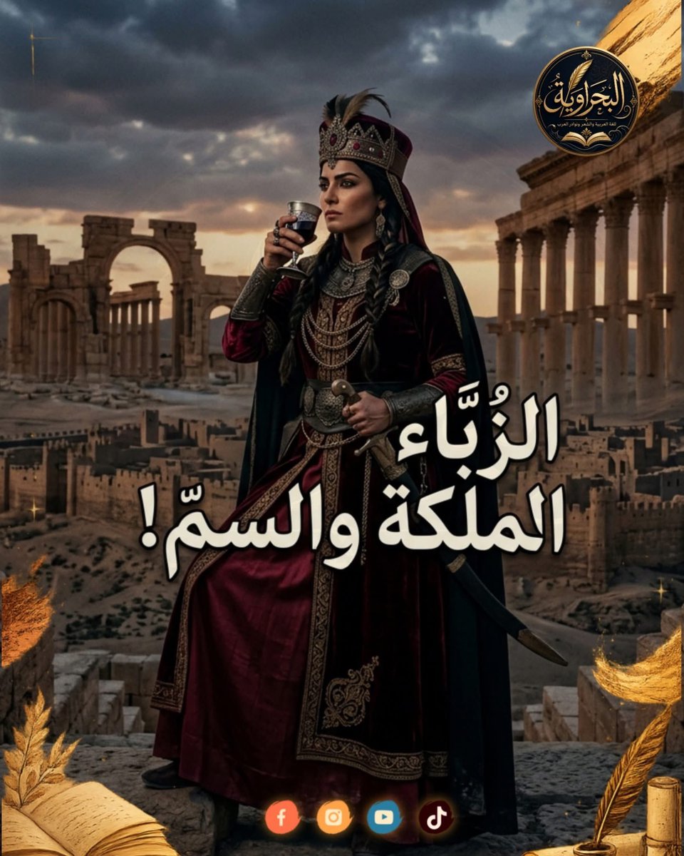 akiluno_a's tweet photo. 👑 الزبّاء.. الملكة التي قال عنها العرب: "لا يفلُّ الحديدَ إلا الحديد!"
ليست كل الأساطير من نسج الخيال.. فهناك نساء وُلدن ليكنّ عواصف من الذكاء والقوة، تُرهِب الرجال وتُدهش الملوك. ومن هؤلاء الزبّاء.. المرأة التي صارت حكايتها مثلًا عربيًا خالدًا.
👑 من هي الزبّاء؟
هي نائلة بنت عمرو بن الظرب العمليقي، ملكة تدمر， عُرفت عند الإفرنج بـ "زنوبيا". اشتهرت بالدهاء والذكاء ونفوذ الكلمة، وكانت امرأة شديدة البأس، قوية الرأي، لا تُهزم بسهولة. امتد ملكها من الفرات إلى تدمر، وكانت غزيرة المعارف، بديعة الجمال، مولعة بالصيد والقنص، وتحسن أكثر اللغات الشائعة في عصرها.

⚔️ بداية العداوة… دمٌ ينتظر القصاص
بدأت حكايتها مع جذيمة الأبرش، أحد ملوك العرب. فقد قتل جذيمة أباها， فبقيت نار الثأر مشتعلة في قلبها. وحين كبرت وصارت ملكة.. لم تنسَ. بل أقسمت أن تأخذ بثأر أبيها بذكاء لا بقوة

🕸️ الخديعة الأولى… قتل جذيمة
أرسلت الزبّاء إلى جذيمة تدعوه لزيارتها، وتظاهرت بالرغبة في المصاهرة والسلام. فجاءها مطمئنًا.. لكن ما إن دخل قصرها، حتى أمرت بقتله دون أن يُسحب سيفٌ أو يُرفع رمح! وهكذا حققت أول ثأر لها.

⚔️ عمرو بن عدي… رجل واحد يواجه ملكة
لكن لم ينتهِ الأمر.. إذ خرج عمرو بن عدي، ابن أخت جذيمة، يطلب الثأر له. وكان من أدهى العرب وأشجعهم.. فحدث بينه وبين الزبّاء صراع عبقري في الخدع، كلٌ منهما يحاول الإيقاع بالآخر.

🏺 الخديعة الكبرى… القاتل في جرّة!
كانت الزبّاء قد حصّنت مدينتها بأسوار شاهقة لا تُخترق. فكيف يدخلها عمرو؟ هنا جاءت الفكرة التي صارت أغرب خدعة عربية:

جهّز عمرو رجاله، ووضع كل مقاتل داخل جرّة كبيرة من جرار الزيت، ثم حمّلهم على الجمال كأنها تجارة، وتظاهر أنه تاجر يريد الدخول على الملكة. سمحت له الزبّاء بالدخول.. وفي الليل خرج الرجال من الجرار كالأشباح.. وفتحوا الأبواب.. ودخل جيش عمرو!

🩸 النهاية الأسطورية… السمّ آخر الحلول
عندما أدركت الزبّاء أن الخدعة نجحت وأن الموت محيط بها، رفعت كأسًا من السمّ وقالت عبارتها الشهيرة:

"بيدي لا بيد عمرو!"

وماتت.. لكن موتها جعل قصتها مثلاً يُضرب في الدهاء والقوة حتى اليوم.

"لا يفلُّ الحديدَ إلا الحديد!"

📜 روايتان في التاريخ
من المثير للاهتمام أن المصادر التاريخية تذكر روايتين مختلفتين عن الزبّاء:
· الرواية الأولى: أنها نائلة، التي قتل جذيمة الأبرش أباها، وقتلت نفسها بالسم.
· الرواية الثانية: أنها زينب (التي تسميها الروما زنوبيا)، التي حكمت بعد مقتل زوجها أذينة، وماتت في سجن الإمبراطور أورليانوس الروماني.

💡 عبرة القصة
· الذكاء قد يُسقط الملوك.. لكنه قد يكون سبب الهلاك أيضًا.
· بين الثأر والعدالة خيط رفيع… من تجاوزه احترق.
· الحروب ليست دائمًا بالسيف.. بل بالعقل.

📚 المصادر

· كتاب "الأغاني" – أبو الفرج الأصفهاني
· كتاب "تاريخ الطبري"
· كتاب "الكامل" – للمبرد
· كتاب "البدء والتاريخ"
· كتاب "الأعلام" – للزركلي
· موسوعة ويكيبيديا