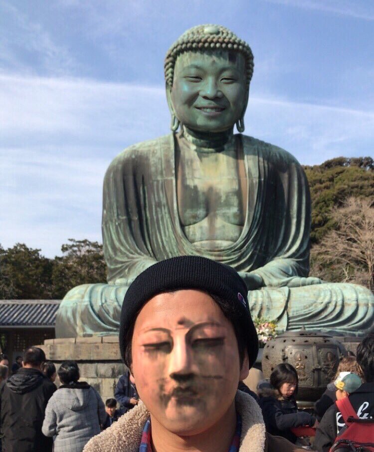 mitakoe123's tweet photo. 鎌倉の大仏と顔交換した人ほんと草 https://t.co/fqTC1KXdSA