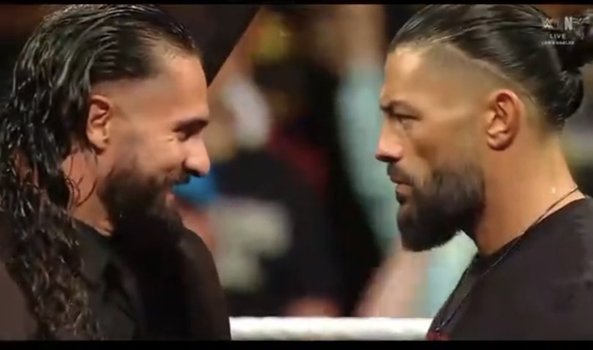 Faithyroyal's tweet photo. On last night’s episode of Raw, Roman Reigns and Seth Rollins had one final face-to-face before their Hell in a Cell match at SummerSlam.

This wasn’t a weigh-in. It was a warning. https://t.co/xYmvwBS5uP