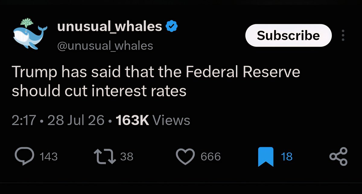 aditoss's tweet photo. The Fed itu batu, udah sering bgt direcokin sama Trump disuruh cut rate, tapi gak nurut.

​Kenapa?

​Karena itulah esensi independensi bank sentral. Kebijakan moneter diambil berdasarkan data objektif, bukan tekanan politik.

​Kebayang gak kalau The Fed dipimpin sama ponakan Trump 😊
