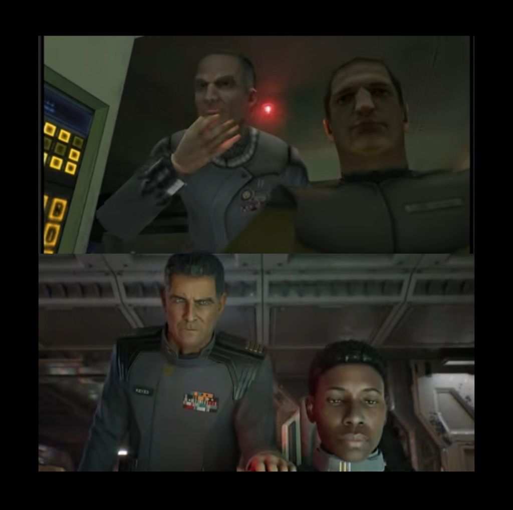 Pirat_Nation's tweet photo. Halo: Campaign Evolved is getting a lot of backlash after race- and gender-swapping a bridge officer whose face was originally a 3D scan of Bungie engineer Matt Segur (confirmed by Marty O’Donnell) into a Black woman next to Keyes.

Former Halo developer Niles Sankey publicly called the increased female marine ratio “clown world.”