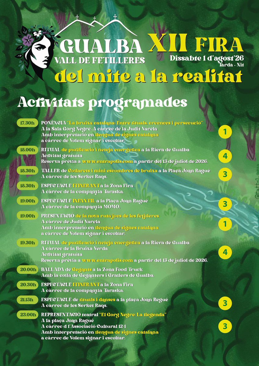 gualbainfo's tweet photo. 🧙‍♀️ Compte enrere!

Aquest dissabte 1 d’agost, XII Fira de #Gualba, Vall de Fetilleres. 🏡 Si teniu un domàs, pengeu-lo i vestim Gualba de Fira! 💚

📜 Programa complet disponible. Ens hi veiem! #FiraDeGualba https://t.co/nQI7HnAfpI