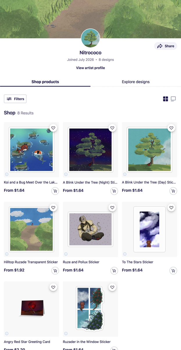 nitroorugrat's tweet photo. Well… i opened a redbubble to sell some of my recent artwork! I know i’m just a baby artist but i’m trying to raise money so i can fix my house, move, and pay my fun/new/totaaaally exciting medical bills—so right now anything helps!! https://t.co/FRHcj2CORv