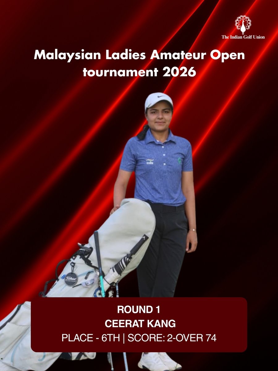 IndianGolfUnion's tweet photo. 🇮🇳 Round 1 Complete | 40th Malaysian Ladies Amateur Open 2026 ⛳

A commendable performance by our Indian golfers in the opening round of the 40th Malaysian Ladies Amateur Open 2026.

🏌️‍♀️ Guntas Kaur Sandhu lies T2 with a 1-over 73.
🏌️‍♀️ Ceerat Kang lies 6th with a 2-over 74.
(1/2) https://t.co/vq2xWdd6ih