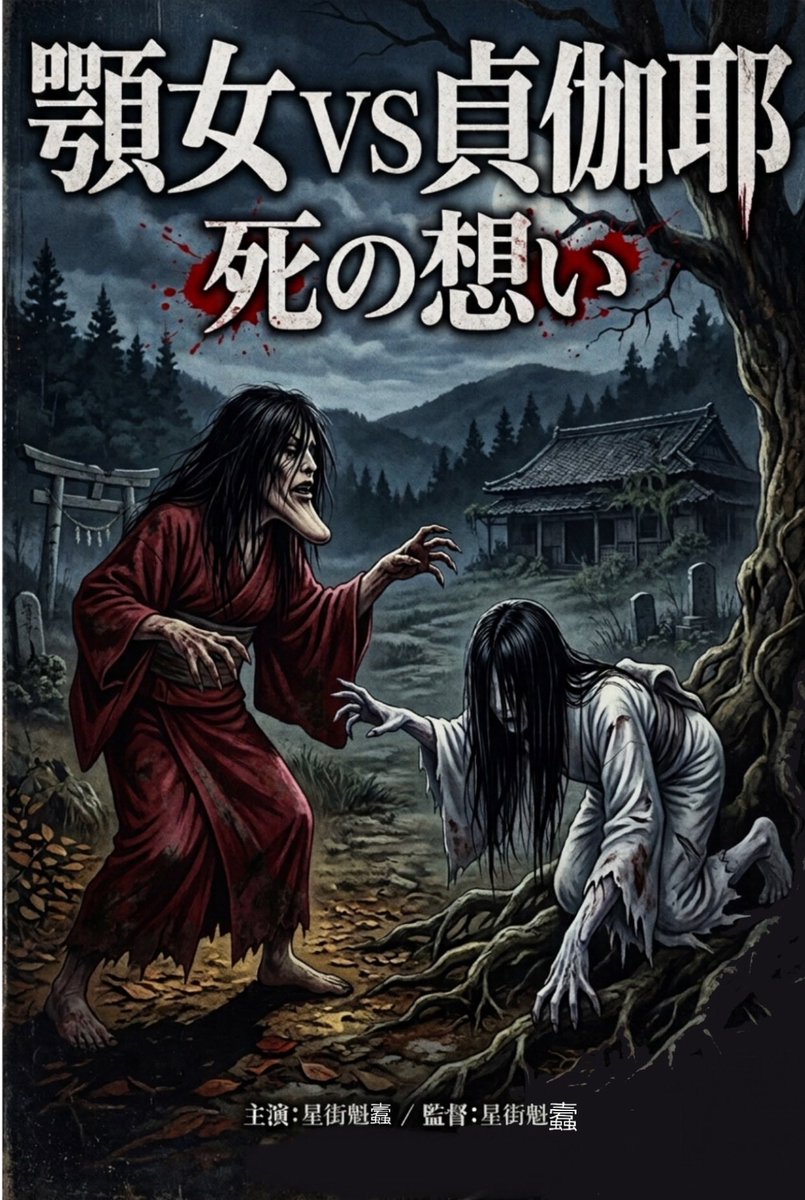 pqFJI70dgK3577's tweet photo. 2026年10月自作映画制作決定

「顎女VSサダカヤ　「死の想い」

「予告編9月公開」

「#自作映画 #貞子 #呪怨 #顎女」 https://t.co/GmKwvDU4AW