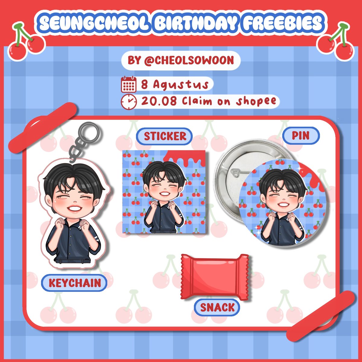 cheolsowoon's tweet photo. 🍒SEUNGCHEOL BIRTHDAY FREEBIES ONLINE 🍒

By @cheolsowoon

Rules
• Rt and like this post
• Rt and like pinned post
• Only carat
• Claim on shopee 8 Agustus 20.08 and write your usn
• Please tag me if you get it https://t.co/klJLvr9kWq