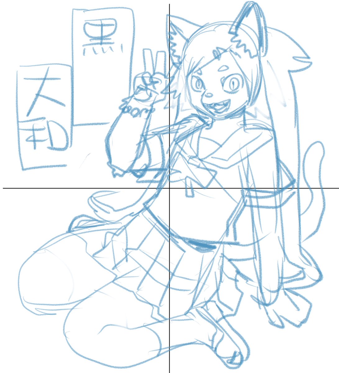 黒猫ちゃん色紙を描くよ