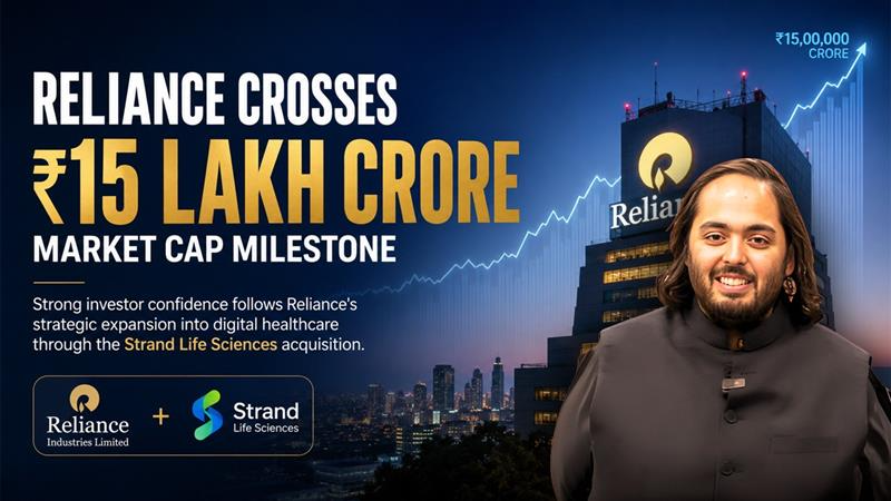 the_ambanis's tweet photo. A monumental financial leap! Reliance has officially crossed the ₹15 Lakh Crore market cap milestone, powered by immense investor confidence following its strategic expansion into digital healthcare via the Strand Life Sciences acquisition. 📈🏥 #Reliance #MarketCap https://t.co/85kz33fBzE