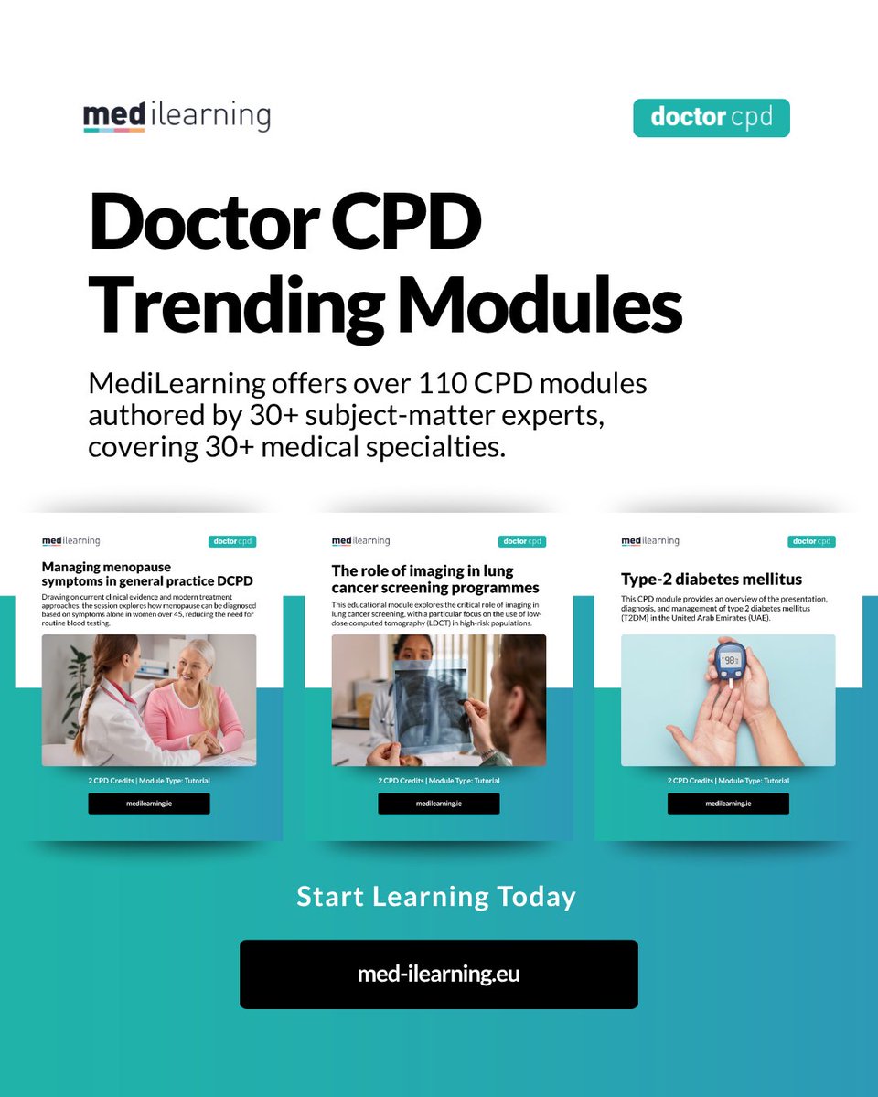 Medilearningint's tweet photo. CPD modules doctors are completing most right now are live on the platform. Real clinical cases, written by doctors for doctors.

Grab your credits, complete your CPD modules, and stay compliant with ease

https://t.co/CdIXcfGWuj https://t.co/GV5LNv78NZ