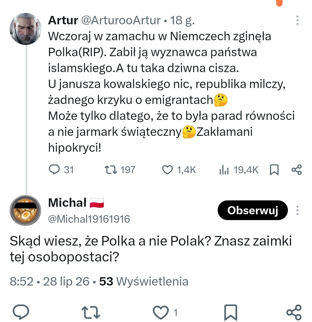 ArturooArtur's tweet photo. Proszę, wytłumaczcie mi jakim człowiekiem trzeba być by tak zareagować na śmierć drugiego człowieka?🤦 
Ginie Polka, która była tam z córką i taki ktoś z flagą przy nicku ( pewnie wielki patriota 🤦) pisze takie coś.  Powiedzieć sqrwysyństwo to mało powiedzieć. https://t.co/H4yvFIy0Oo