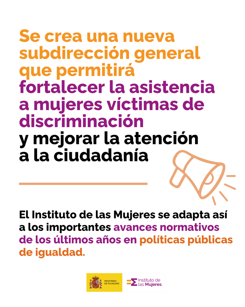 InstMujeres's tweet photo. 🟣 El Consejo de Ministros y Ministras, a propuesta del Ministerio de Igualdad, ha aprobado el Real Decreto de los nuevos Estatutos del Instituto de las Mujeres, que refuerzan su papel como organismo de igualdad. 

@IgualdadGob 
@desdelamoncloa 

👇🧵 https://t.co/k104i7200L