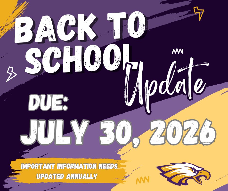 AvonLocalSch's tweet photo. **2 days left**
RETURNING STUDENT REGISTRATION 2026-27

PowerSchool access will be disabled until this registration is complete &amp; schedules will not be released.

PowerSchool will reopen 8/7/26 for grades PreK-5 &amp; 8/12/26 for grades 6-12 for those who completed the registration. https://t.co/rhMsGfpLRH