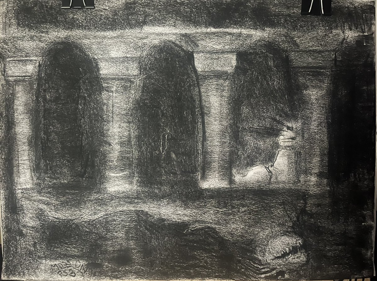 MossOnPS3's tweet photo. RAHHH I LOVE CHARCOAL, i love not being able to pick up anything while drawing 

#cultofthelamb #cotl #leshy https://t.co/bp8BuCCbnI
