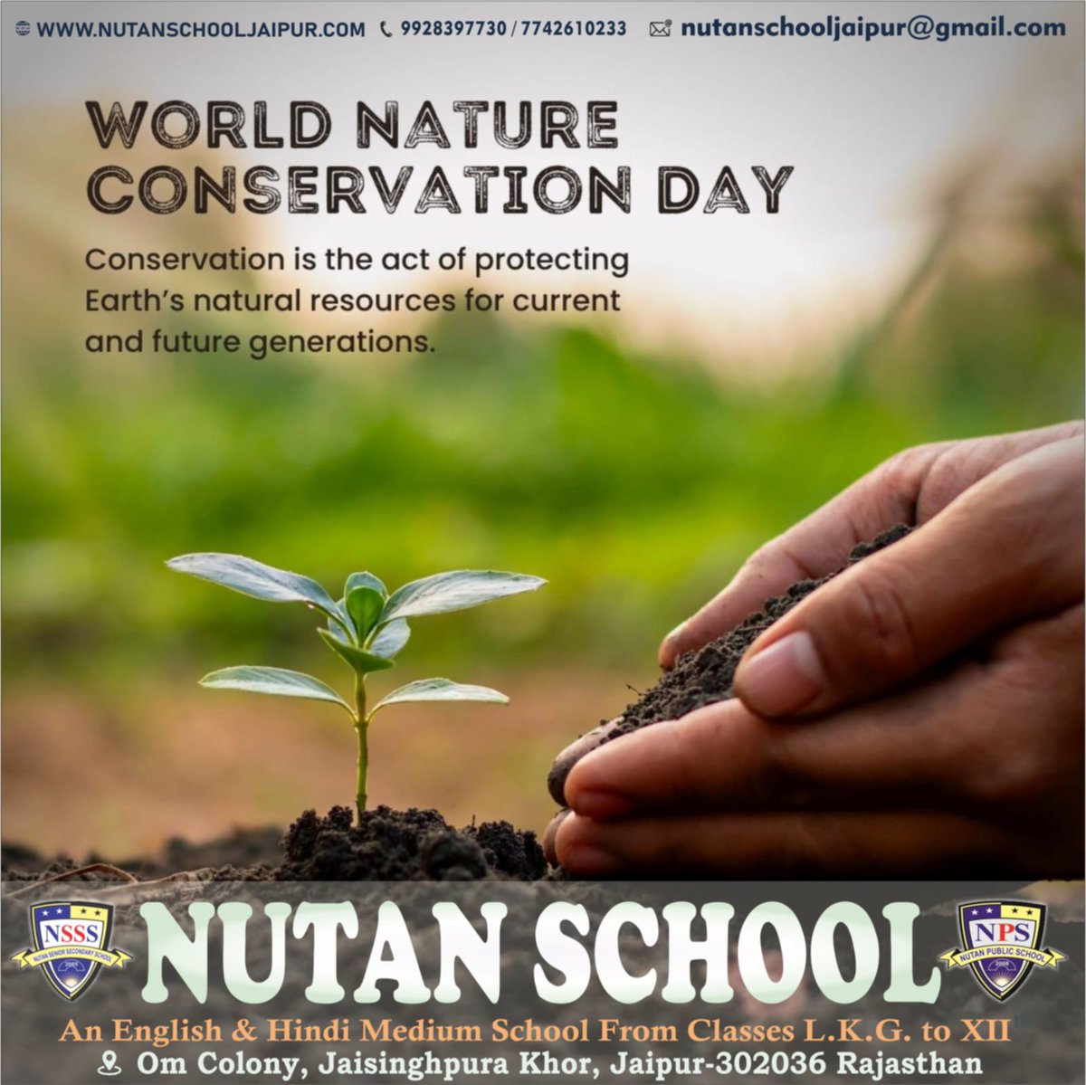 Nutan_School's tweet photo. 🌍 World Nature Conservation Day 🌱

🌿 आज एक पौधा, कल एक बेहतर भविष्य!
प्रकृति की रक्षा ही आने वाली पीढ़ियों की सबसे बड़ी सुरक्षा है। आइए, World Nature Conservation Day पर एक पौधा लगाकर और पर्यावरण संरक्षण का संकल्प लेकर धरती को हराभरा बनाएं। 💚

#WorldNatureConservationDay https://t.co/MX9aYkvhIV