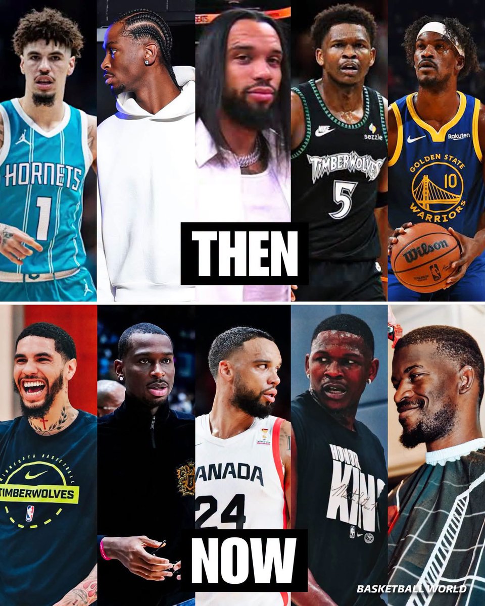 Hoopss's tweet photo. Ant, SGA, LaMelo, Jimmy Butler and Dillon Brooks all went with the low cut this offseason ✂️ https://t.co/QQuemVGTOT