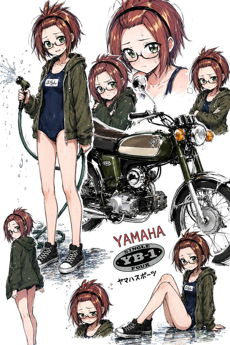KickmeSR400's tweet photo. YB-1の方も完了でやす🙇

こんな格好でバイクの擬人化が応援？してくれるなら、それこそ隅々まで、、、

ボルト一本まで舐め尽くして⋯⋯じゃなくて磨き尽くすぜ、って気になりますな https://t.co/vKZiQMwh5I