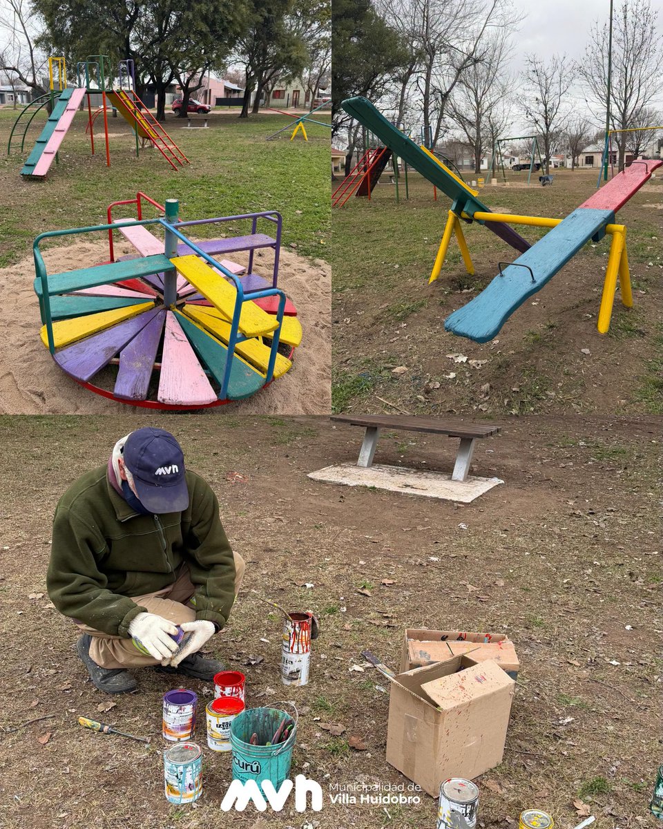 MuniVHuidobro's tweet photo. Se llevaron adelante tareas de mantenimiento y puesta en valor en la Plaza 2 de Abril, con el objetivo de mejorar este espacio de encuentro y disfrute para todos los vecinos 🥰🙌🏽

#UnGobiernoQueNosUne
#GestiónEnzoQuiroga https://t.co/UaOHLOlAMU