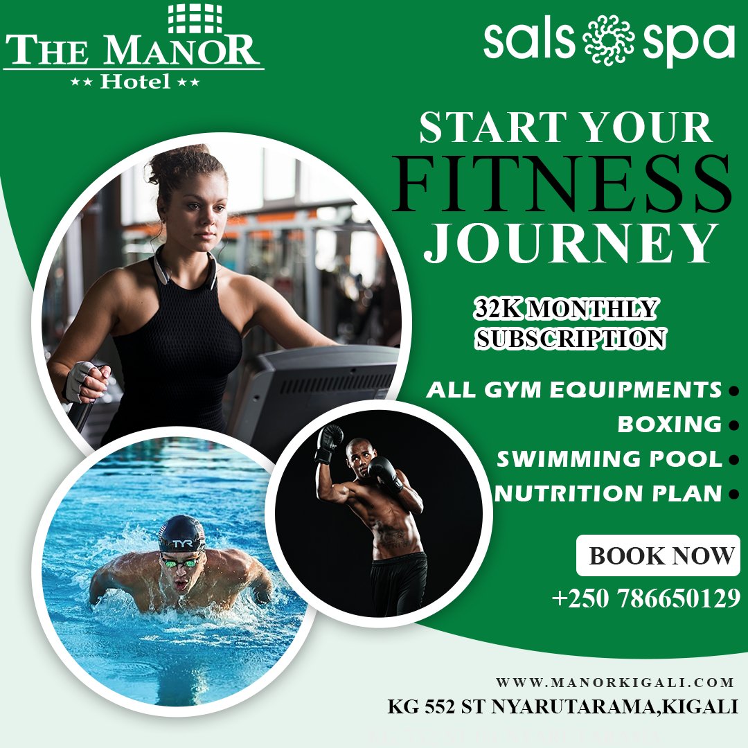 TheManorRW's tweet photo. 💪 Your fitness journey starts here!

Join the Sals Spa &amp; Fitness Centre at The Manor Hotel for just 32,000 RWF per month and enjoy access to our fully equipped gym, swimming pool, boxing sessions, and nutrition support.

📍 KG 552 St, Nyarutarama, Kigali
📞 +250 786 650 129 https://t.co/7ISePPrVxr