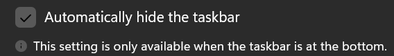 adamlondero's tweet photo. Windows 11 finally gets the position your task bar on any part of your screen update 🎉
Wait... It can't hide my task bar unless it's at the bottom?! WHY
#windows #w11 #uxfail https://t.co/46MHRiSr2U