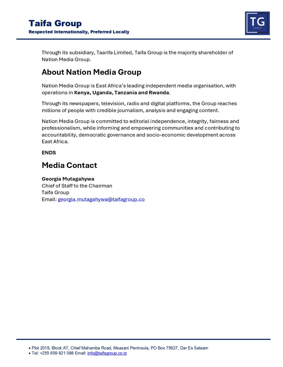 NationMediaGrp's tweet photo. Update on the status of our operations in Uganda
@ntvuganda @DailyMonitor https://t.co/4IJeoSxcyg