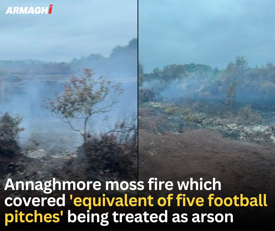 ArmaghI's tweet photo. Reports suggest a caravan may have been deliberately set ablaze, resulting in substantial gorse fires. https://t.co/QdtNUPrMVs https://t.co/P2OET6eloF