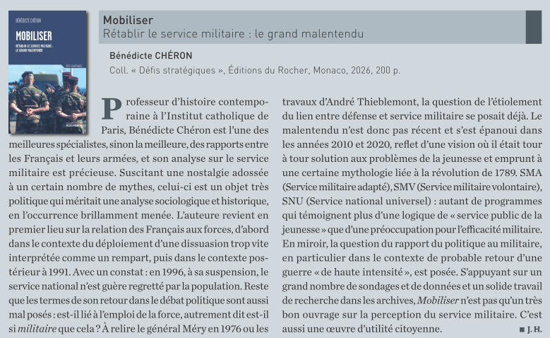 DSI_Magazine's tweet photo. #Lecturestrat @BenedicteCheron, Mobiliser. Rétablir le service militaire : le grand malentendu, publié dans DSI n°182. https://t.co/hFlMLfAYUq