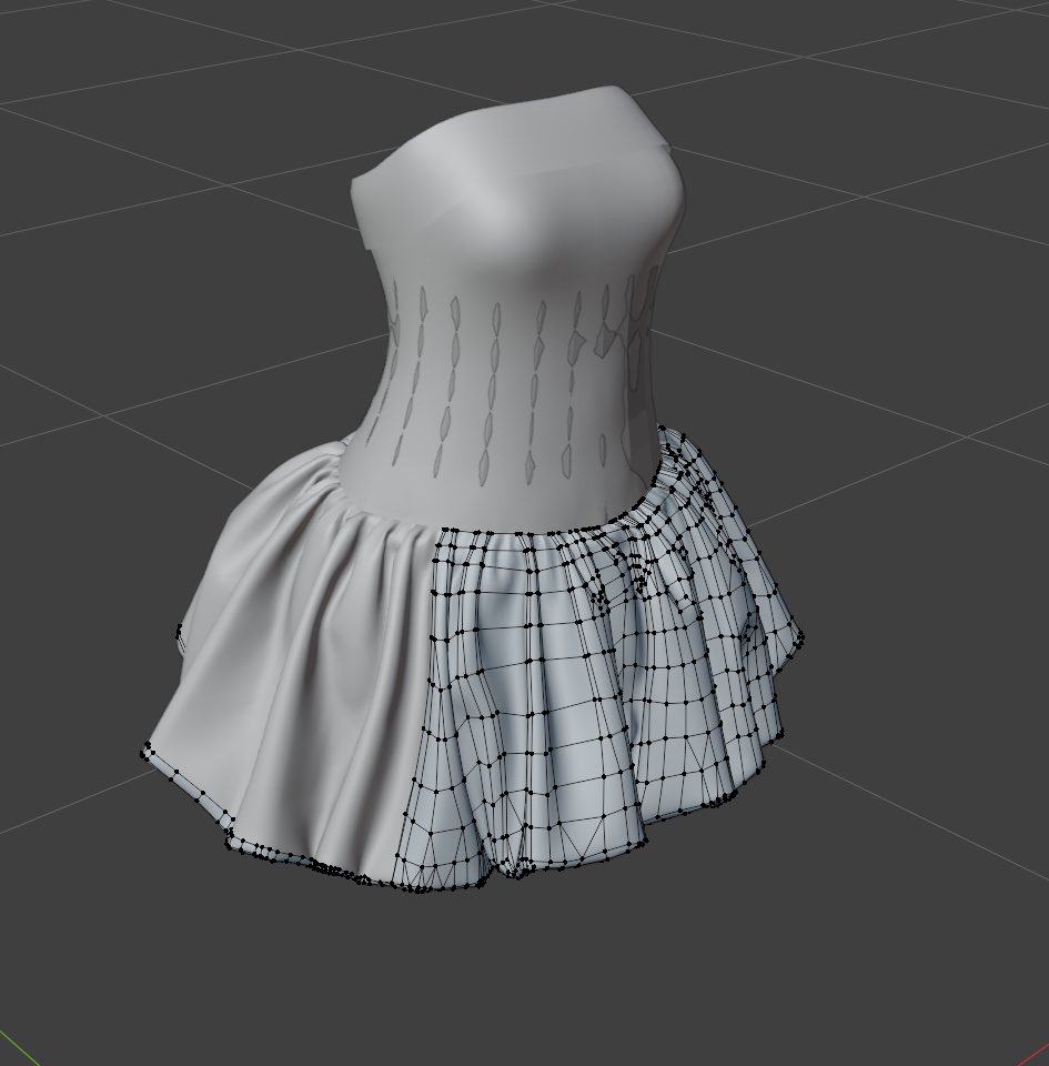 Chenille3D's tweet photo. スカート部分のリトポ進捗

シルエットは保ちたいけど、ある程度軽くしたい。

を基準として試行錯誤しながらのリトポ中です…！ https://t.co/BQ2qu3OT30