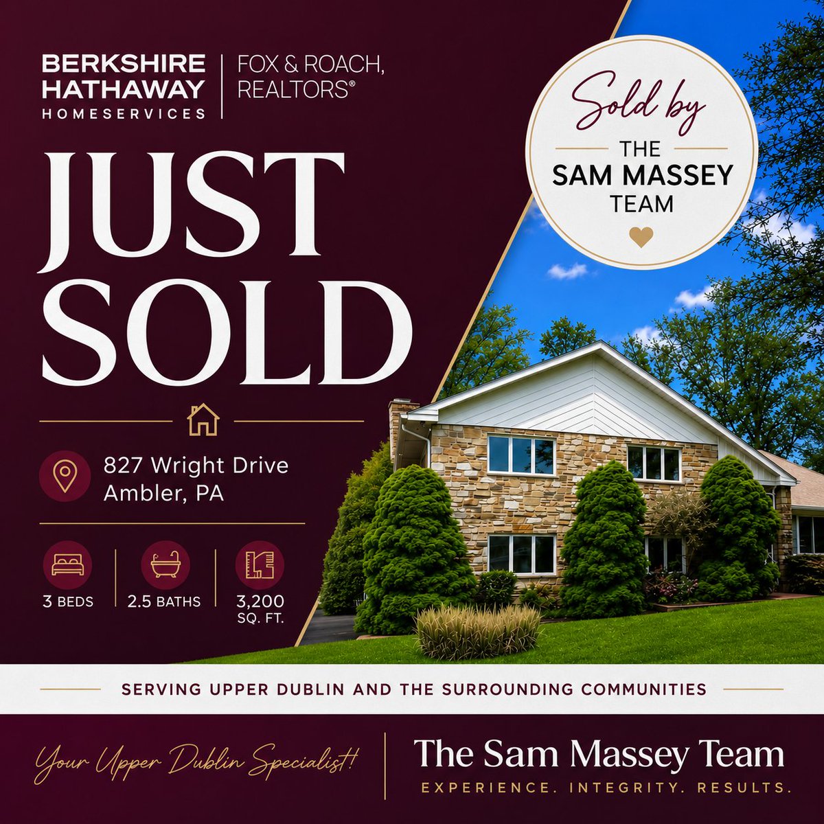 SamMasseyTeam's tweet photo. Another home Sold by The Sam Massey Team in Upper Dublin Township! 827 Wright Dr, Ambler, PA, a stone and brick split-level home in the heart of Maple Glen, featuring 3 bedrooms and 2.5 baths. Ask how we can help you with any of your real estate needs anytime! https://t.co/xllVZBlm3Z