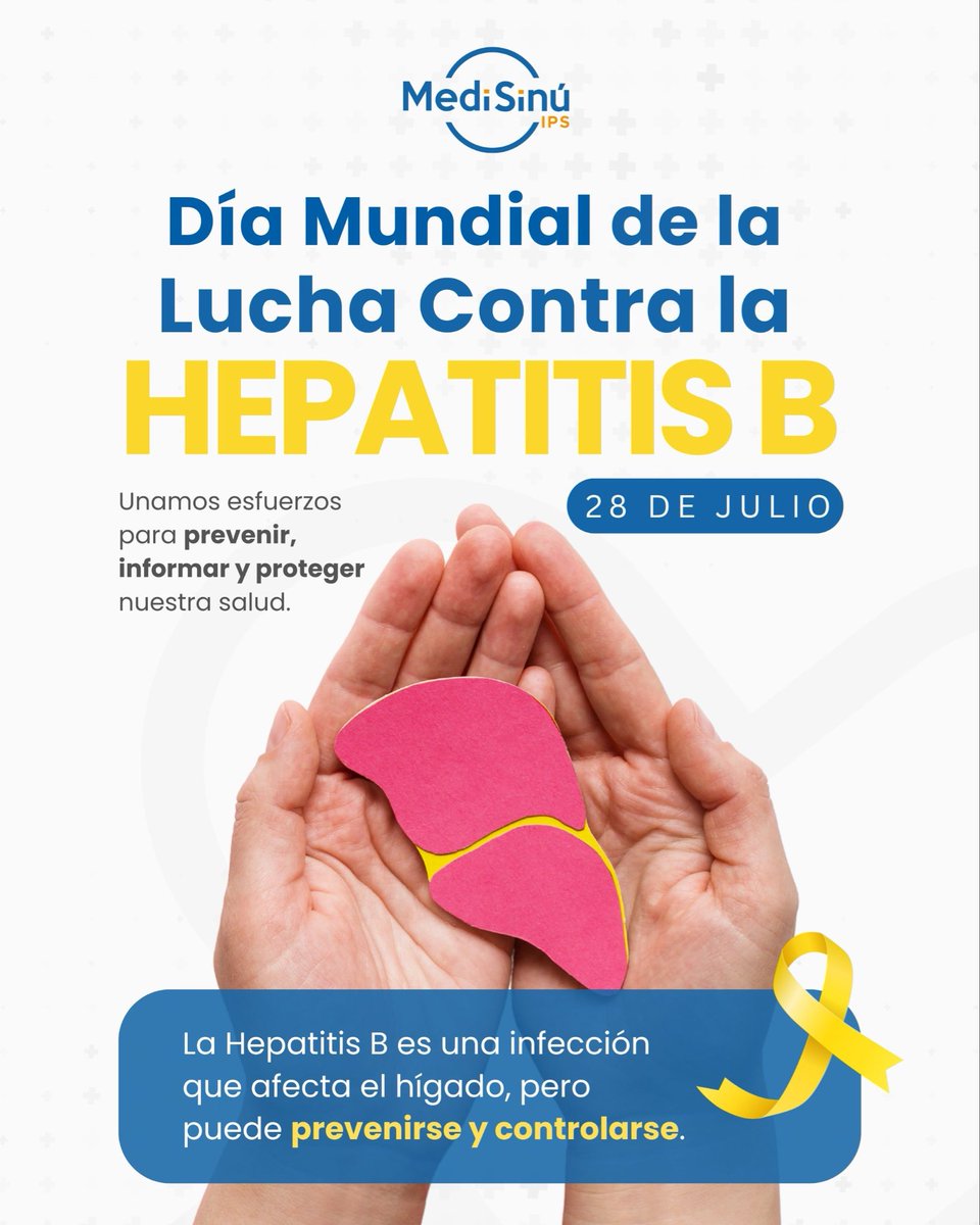 Medisinuips's tweet photo. 1/2 🧵 
La prevención empieza contigo.

En el Día Mundial de la Lucha contra la Hepatitis B, conoce cómo reducir el riesgo de esta infección y proteger tu salud con la vacunación y el diagnóstico oportuno. https://t.co/K0Hl5iQNNg