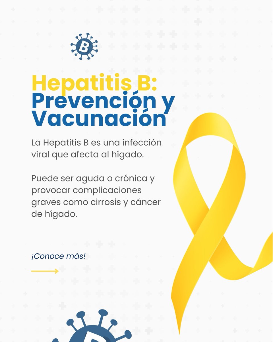 Medisinuips's tweet photo. 1/2 🧵 
La prevención empieza contigo.

En el Día Mundial de la Lucha contra la Hepatitis B, conoce cómo reducir el riesgo de esta infección y proteger tu salud con la vacunación y el diagnóstico oportuno. https://t.co/K0Hl5iQNNg