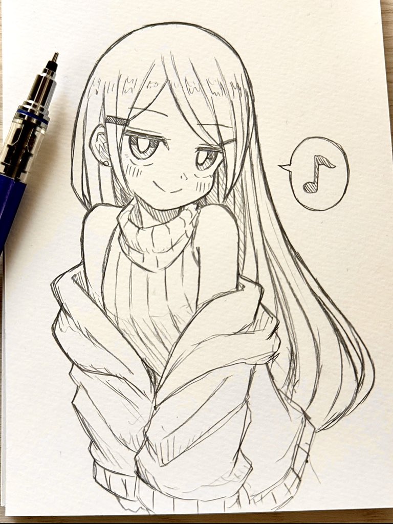 Kishiton_0410's tweet photo. ジト目肩出しニットちゃん https://t.co/afImFDPoRn