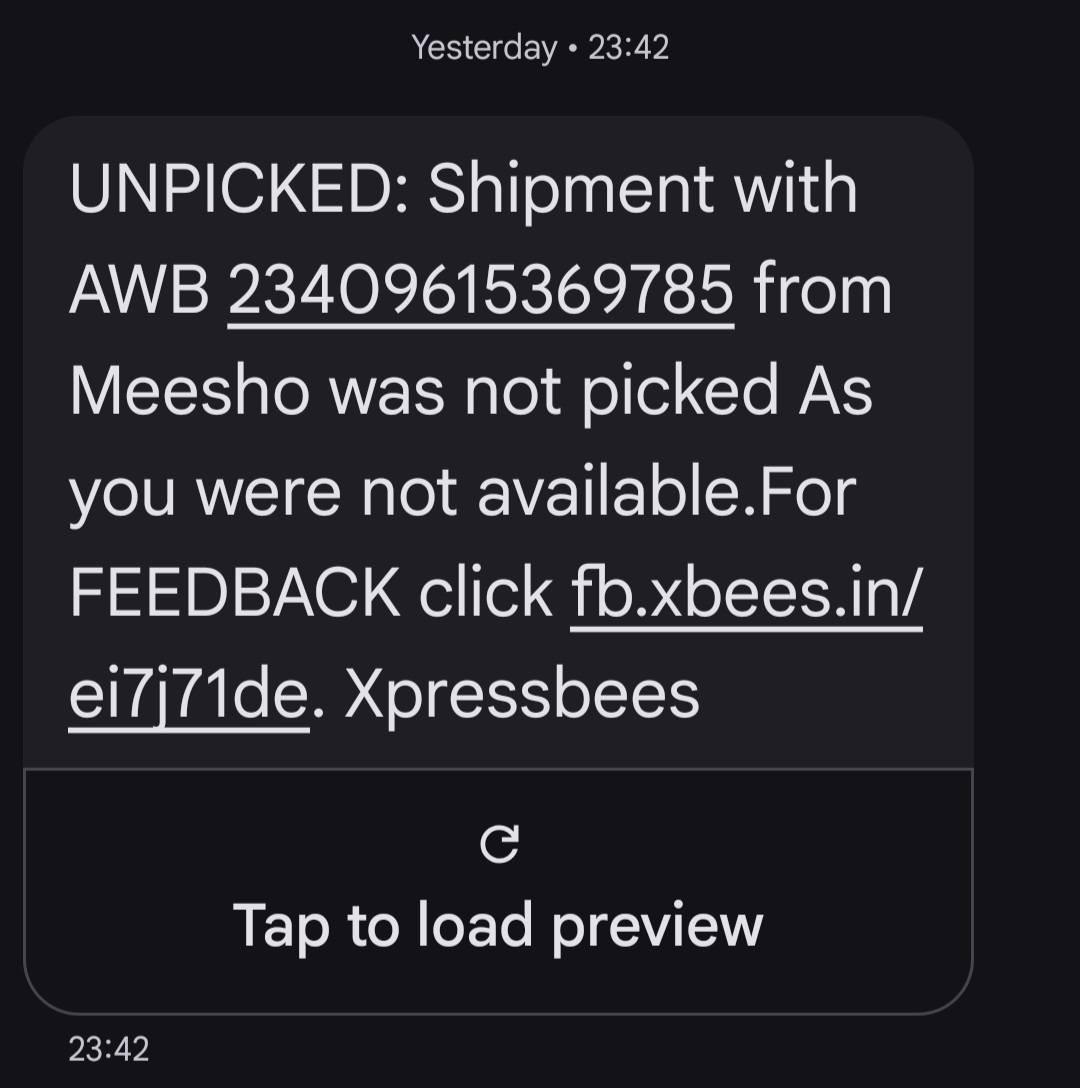 Shubhu_R's tweet photo. @XpressBees_IN @meesh @Meesho_Official It was marked unpicked yesterday,
With wrong info that i was not available while i was and i didn't recieve any call from pick up person.
I tried calling your given number and he denied to come for pickup.
Please check and arrange pickup today itself. https://t.co/bPwqOt7Tcz