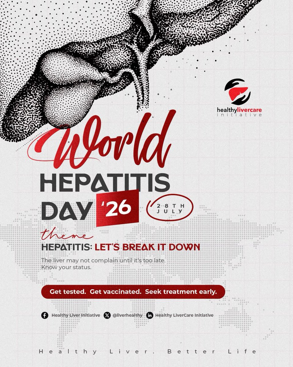 LiverHealthy's tweet photo. Happy World Hepatitis Day

Today, we join the global community in raising awareness under the theme:

Hepatitis: Let’s Break It Down.

Thank U for your commitment to the fight against viral hepatitis. Every outreach, conversation, and life reached brings us closer to elimination https://t.co/sgI7cBaLDH