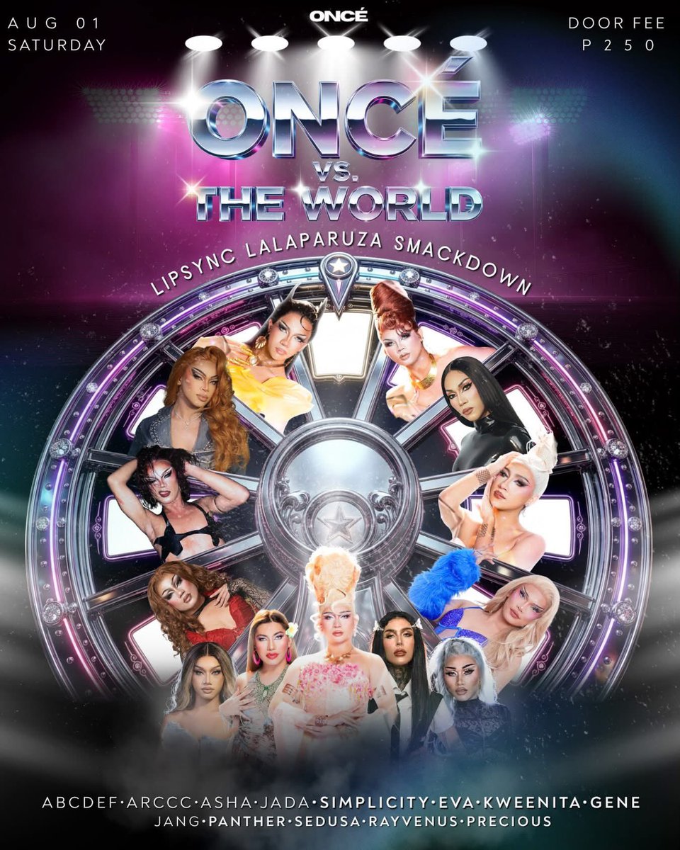 dragdoll_wv's tweet photo. ONCÉ VS THE WORLD 🌎

📅 Aug 1 (Sat) | 10 PM 
📍 Oncé Iloilo

The stage slayers: ABCDEF • ARCCC • ASHA • JADA • SIMPLICITY • EVA • KWEENITA • GENE • JANG • PANTHER • SEDUSA • RAYVENUS • PRECIOUS

🎟️ ₱250 door charge

#DragRacePH #DRPH #IloiloDrag
#DragScenePH https://t.co/yi5WFqrJdP
