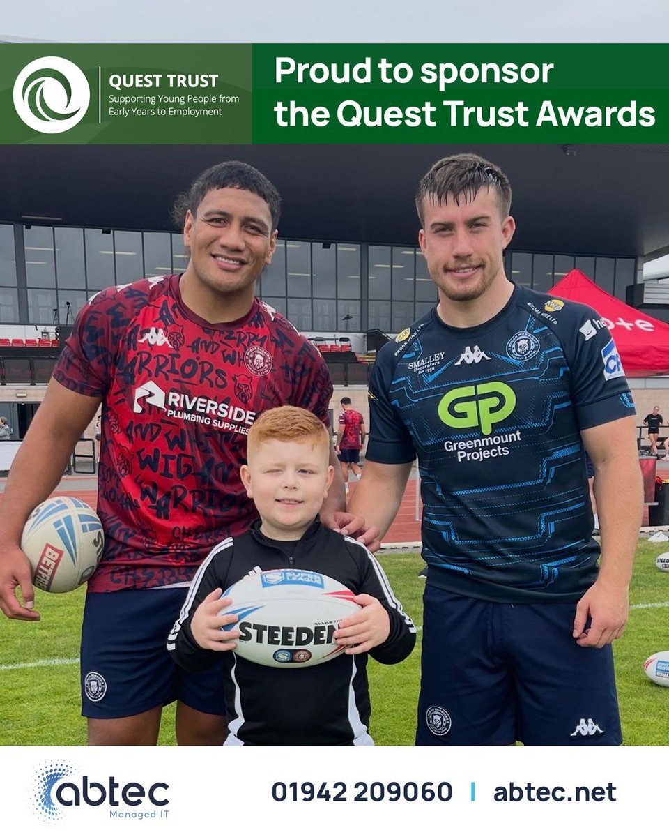 ABtecComputers's tweet photo. At this year's QUEST Awards, one very deserving recipient was Jayden Entwistle, whose quick thinking helped save his mum's life. To recognise his incredible courage, abtec were pleased to donate an unforgettable Wigan Warriors experience as part of his Quest Courage Award. 🏉👏💙 https://t.co/od8KobIieo